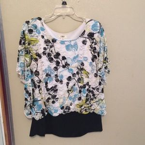See through floral blouse